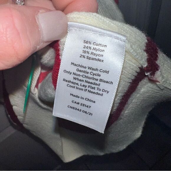 Talbots cream colored turtleneck sweater w multicolored stripes & button detail - Picture 4 of 9